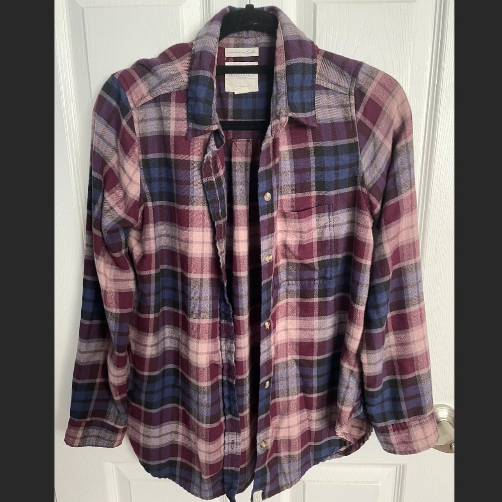 Navy & Purple American Eagle Flannel